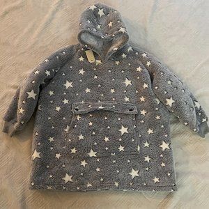 Warm Long Sleeve Fleece Oversized Hoodie Luminous Stars Winter New Blanket
